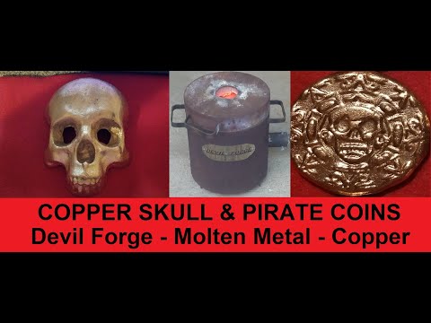 Big Copper Skull - Aztec Pirate Coins - Graphite Molds - PetroBond - Sand Casting - Devil Forge