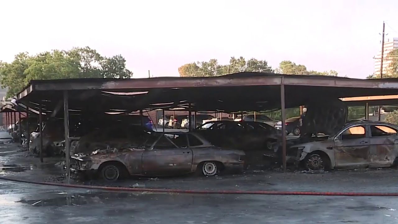 Nearly 30 vehicles found charred following west Houston parking lot fire