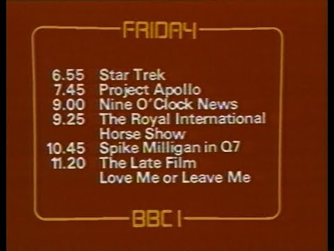 Friday 20th July 1979 BBC1 - Star Trek - Project Apollo - News - Spike Milligan - Q7 - James Cagney
