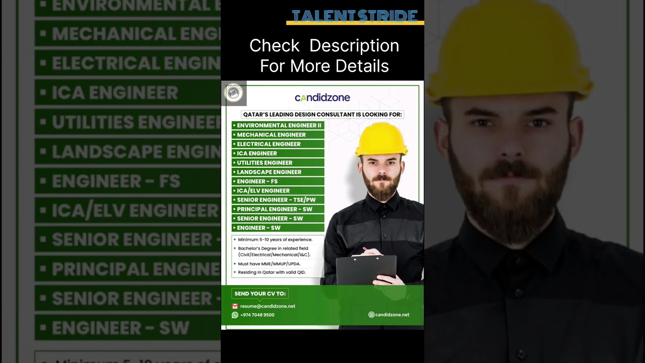 Qatar Engineering Jobs 2025 | Candidzone is Hiring | MME/MMUP Approved | Apply Now