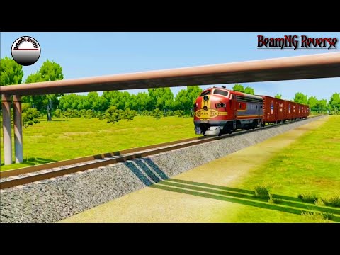 Trains vs Low Pipe Crahses Reverse - BeamNG Drive