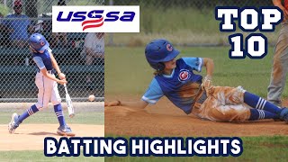 Baseball Game Batting Highlight Reel! Top 10 Hits! USSSA 10U