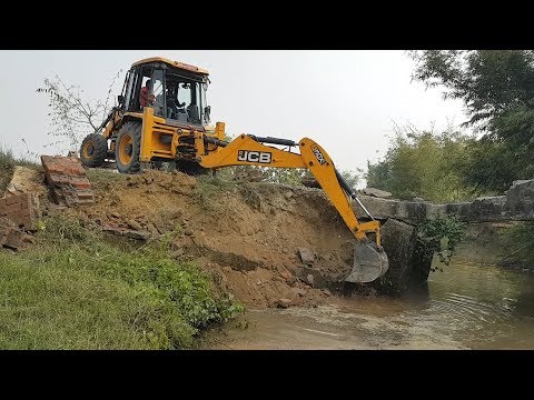 JCB Dozer Breaking Bridge - JCB Working For New Bridge Construction - Dozer Video 2