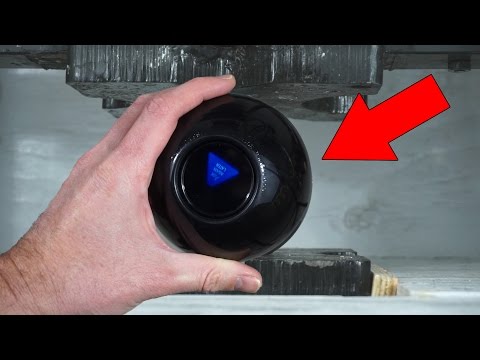 See What Happens When A Magic 8 Ball Is Crushed In Hydraulic Press! Video