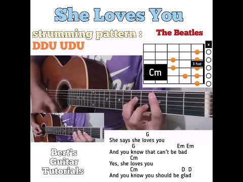 She Loves You - The Beatles guitar chords w/ lyrics & strumming tutorial