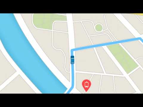 Animation of gps navigation map the car following