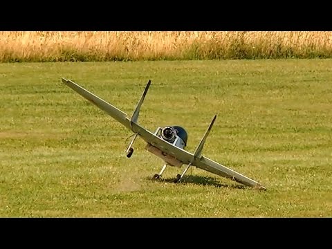 FLIGHT AND HARD LANDING KANGAROO BIG RC SCALE MODEL TURBINE JET FROM FIBERCLASSICS