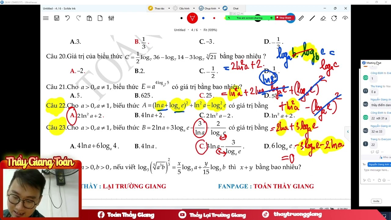 CÔNG THỨC LOGARIT BUỔI 2