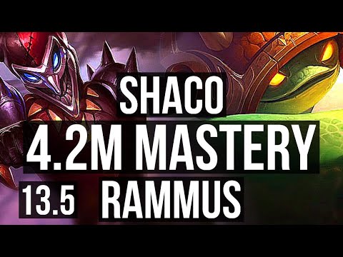 SHACO vs RAMMUS (JNG) | 4.2M mastery, 7/1/6, 1300+ games, Rank 9 Shaco | KR Grandmaster | 13.5