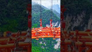 Liuchihe Mega Bridge Cable Crane Construction, Arch Rib Aerial Assembly