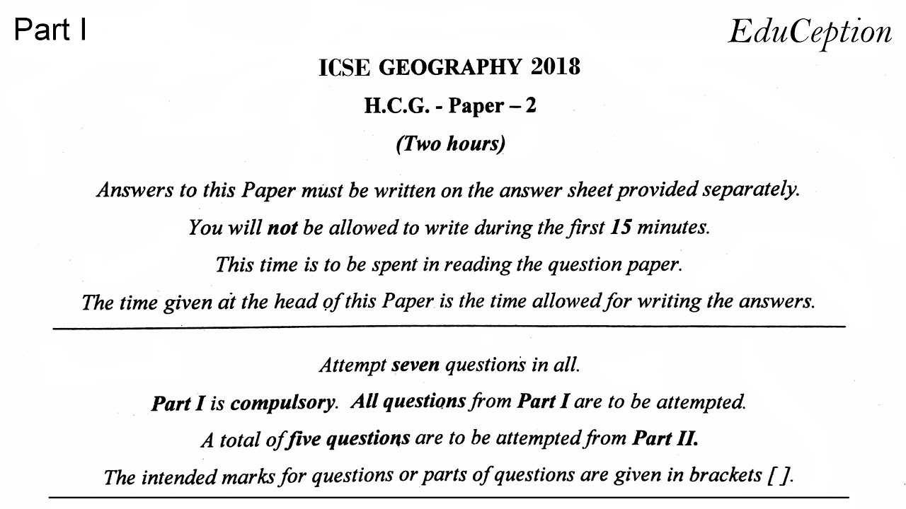 ICSE 2018 Geography Solved Question Paper
