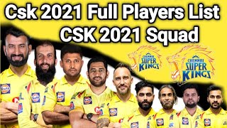 CSK 2021 players list | CSK 2021 squad | CSK Team 2021