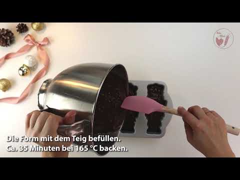 Instrucciones para hacer muffins de chocolate con forma de cascanueces (En alemán)