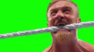 Ilja Dragunov biting the ropes green screen