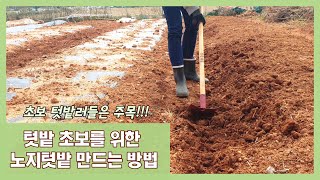 [텃밭 만들기]초보자도 쉽게 할 수 있는 노지텃밭 만드는 방법(밭 만드는 시기, 석회와 퇴비 양, 이랑 만들기 등)