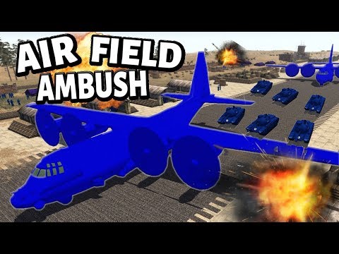 ARTILLERY AMBUSH ! Grey Army Men Attack the Blue Airfield - Surprise Attack ! (AMOW)