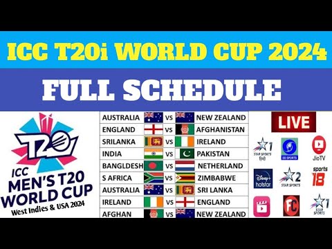 ICC T20 WORLD CUP 2024 FULL SCHEDULE  ||  T20 WORLD CUP 2024 FIXTURES