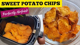 Air Fried Crispy Sweet Potato Chips Recipe from Scratch // Easy Healthy Air fryer SNACKS