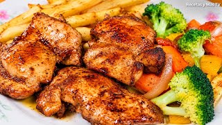 Almuerzo Economico Muslos De Pollo Bien Marinados Con Verduras Al Ajillo