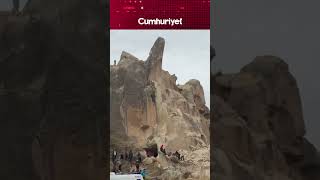 Kapadokya'da peribacası çöktü