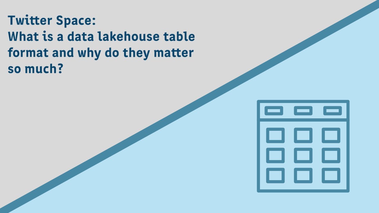 Twitter Space - What is a data lakehouse table format and why do they matter so much?