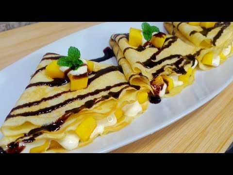 HOW TO MAKE CREPES!  Super Easy and Delicious Mango Crepe Recipe!