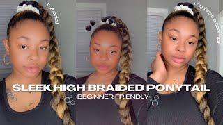 Sleek Braided Ponytail Tutorial on Short Natural Hair ( Beginner Friendly, Super Cute ) 🤍