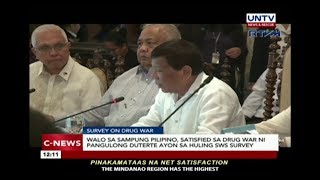 8 sa 10 Pilipino, satisfied sa drug war ni Pangulong Duterte ayon sa huling SWS survey