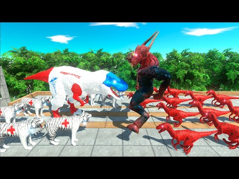 ⚡DOCTOR T-Rex Army vs VIRUS KOZAROG Army DEATH ARENA - 🦖 Animal Revolt Battle Simulator 🦕
