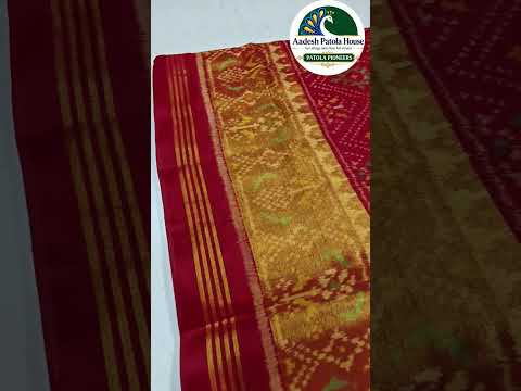 Red Ghughra Border Chandabhat Motifs Single Ikat Patola Saree 6 Ply Silk