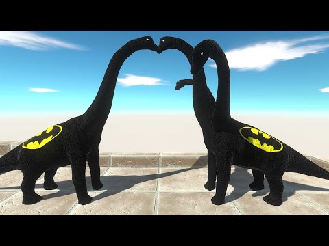 BATMAN BRACHIOSAURUS vs 3x HEADED BATMAN BRACHIOSAURUS DEATH FALL - Animal Revolt Battle Simulator
