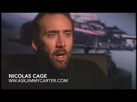 Thumbnail of the video: Nicolas Cage..The Rock..1996 talks about Connery and his career...with Jimmy Carter