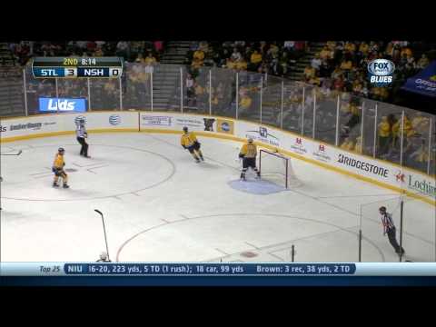 Jaden Schwartz snap shot goal 3-0 St. Louis Blues vs Nashville Predators 10/26/13 NHL Hockey