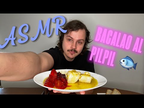 ASMR MUKBANG comiendo BACALAO 🐟 al PILPIL y PIMIENTOS 🫑 FRITOS EATING SOUNDS