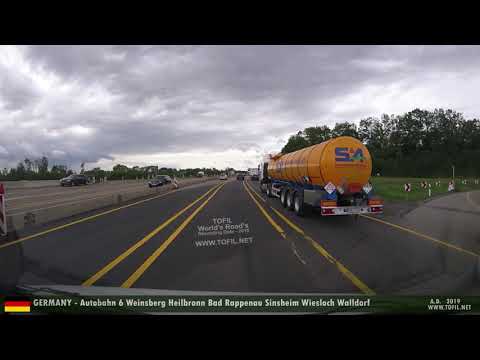 1057 GERMANY - Autobahn 6 Weinsberg Heilbronn Bad Rappenau Sinsheim Wiesloch Walldorf 2019 TOFIL.NET