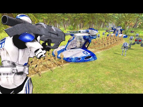 Clone Army Ambushes Droid Convoy! (Jungle Fort) - Men of War: Star Wars Mod Battle Simulator
