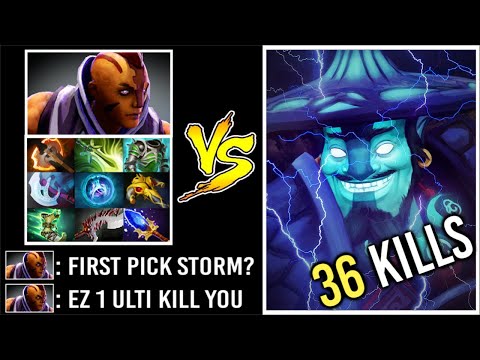 WTF GIANT Remnant Storm Spirit vs Anti-Mage 12 Items Most Epic Tryhard Late Game Imba Dota 2