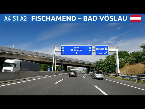 Driving in Austria. Ost Autobahn and Süd Autobahn near Vienna. 4K