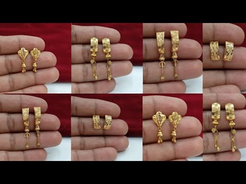 under 10,000 Latest 20ct hallmark gold stud earrings designs with price // new hanging earrings