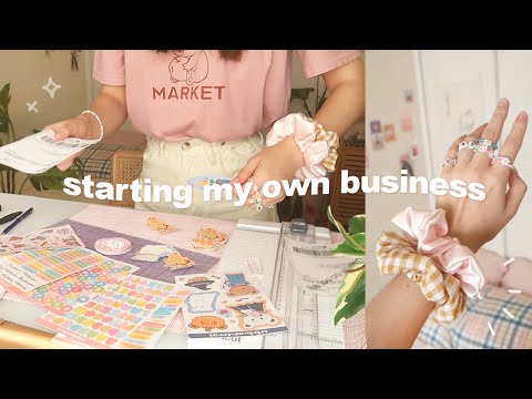 , title : 'starting my own business 🧸 preparing for shop launch, designing stickers, scrunchies, jewelry, art'