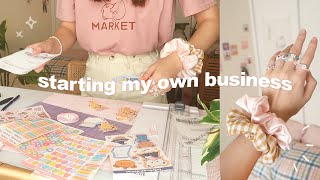 starting my own business 🧸 preparing for shop launch, designing stickers, scrunchies, jewelry, art