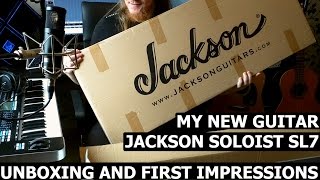 Video thumbnail for MY NEW GUITAR! Jackson Soloist SL7 unboxing and first impressions by Andi Kravljaca