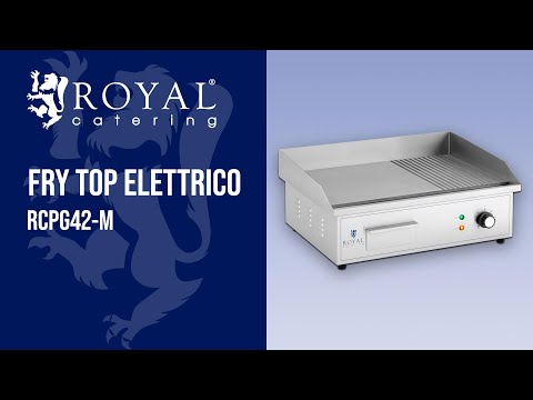 Video - Fry top elettrico - Piastra liscia e rigata in acciaio inox - 548 x 350 mm - Liscio + rigato - 3000 W