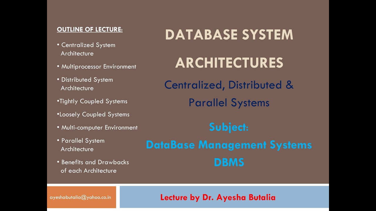 Database Architectures Centralized Distributed and Parallel Systems
