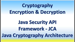 Cryptography - Encryption & Decryption | Java Security API  | JCA - Java Cryptography Architecture