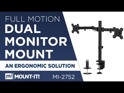 Dual Monitor Mount - Full Motion with Clamp and Grommet - Universal Design (MI-2752)