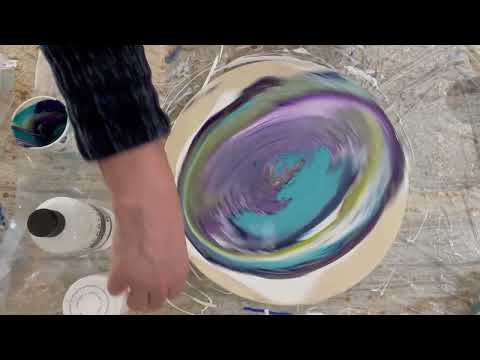394. Part 1 of 3. Paint Pouring On Lazy Susans! /fluid art / cloud pour