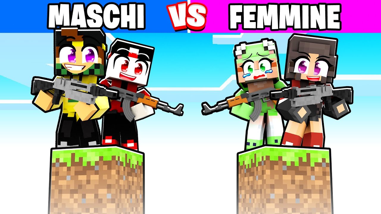 ONE BLOCK 2vs2 MASCHI VS FEMMINE - MINECRAFT