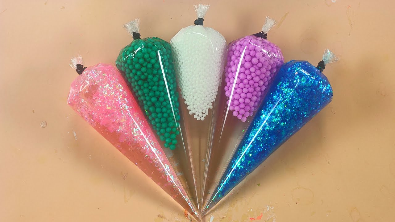 【音フェチ】 絞り袋で カリカリ スライム を作る, 発泡スチレンスライムを作る Piping Bags Slime ASMR #AsmrSlime