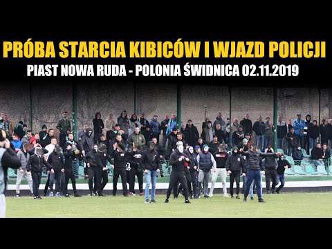 PRÓBA STARCIA KIBICÓW I WJAZD POLICJI: Piast Nowa Ruda - Polonia Świdnica 02.11.2019
